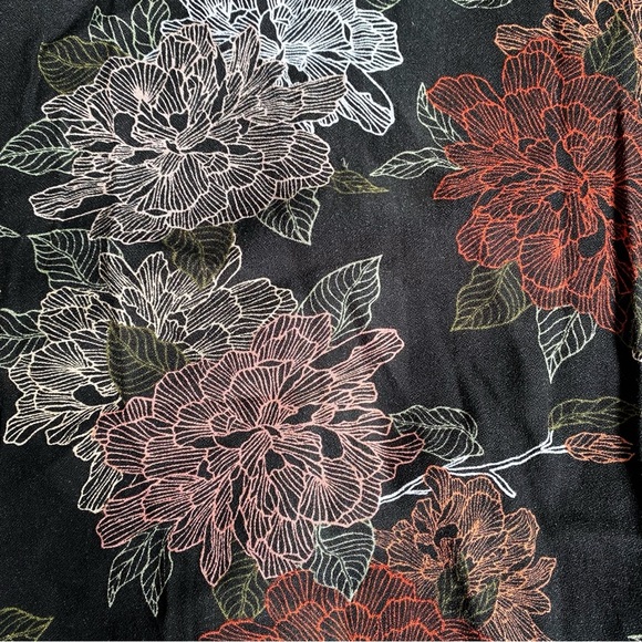 🍂 TARGET COLLECTION BOHO BLACK GREEN MULTI FLORAL CAPRI SLEEVE LOOSE FIT DRESS! - Picture 9 of 14